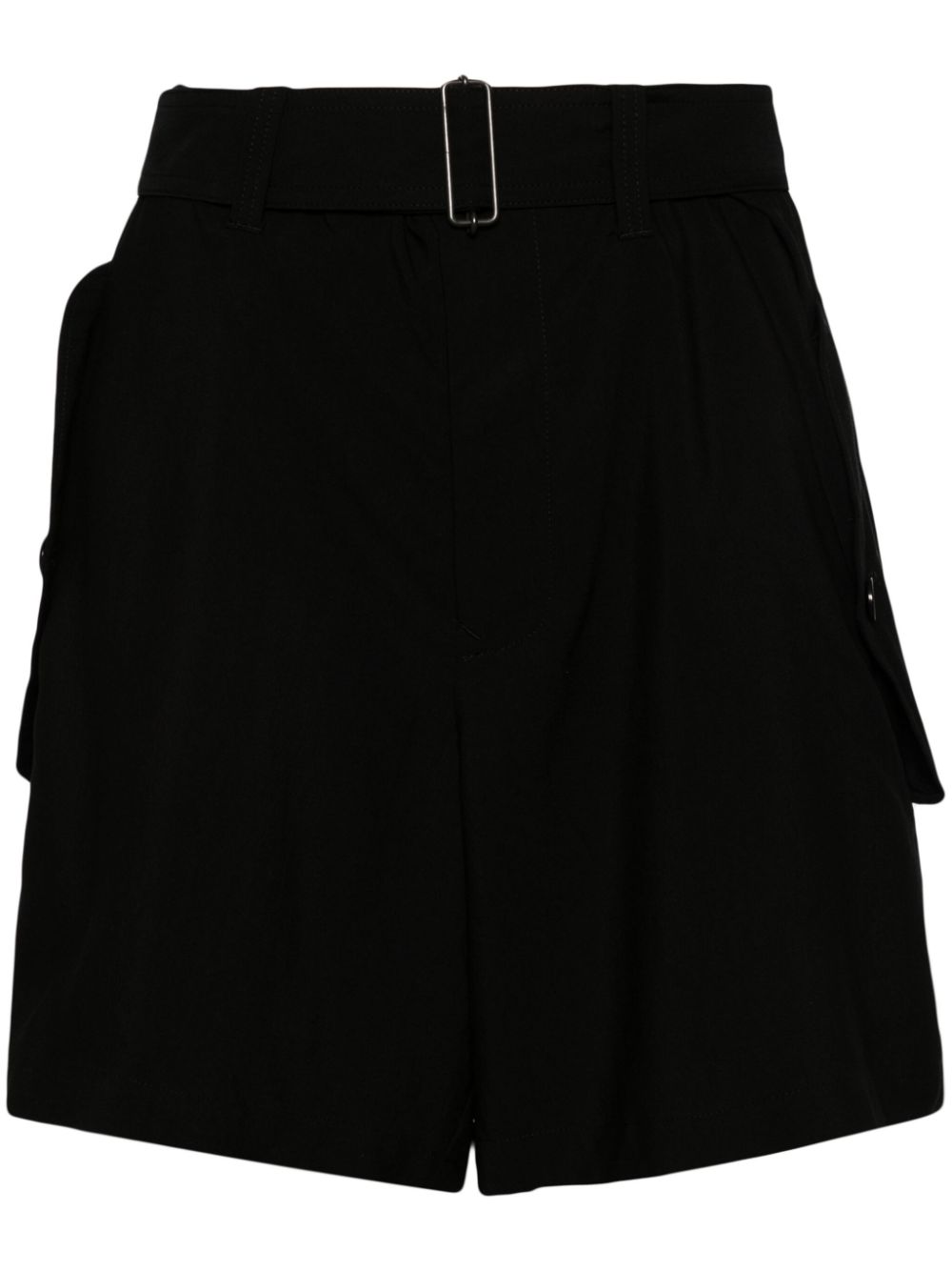 Belted high-waisted shorts - Black