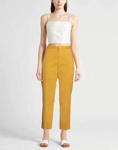 Woman Pants Mustard Size 10 Cotton, Elastane