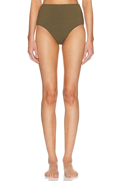 NILI LOTAN High Waisted Bikini Bottom in Olive Green - Olive. M also in