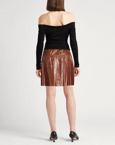 Woman Mini skirt Chocolate brown Size 10 Lambskin