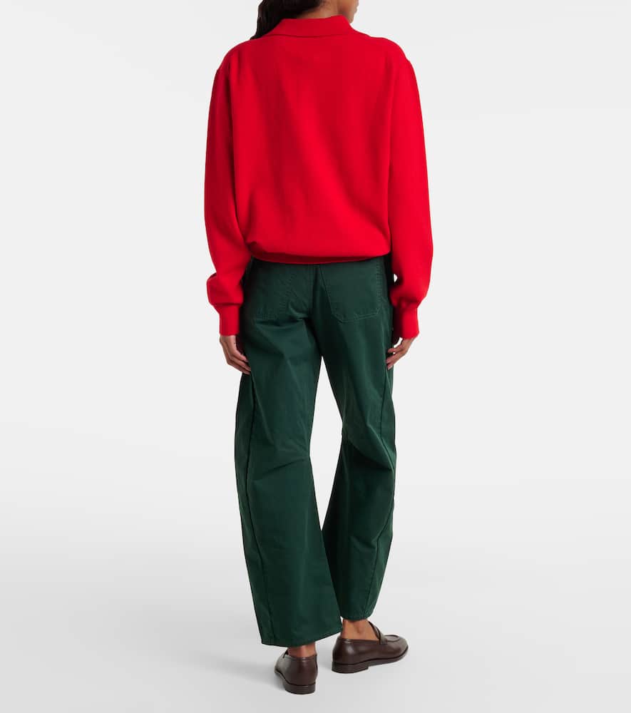 Sloan cotton twill barrel-leg pants