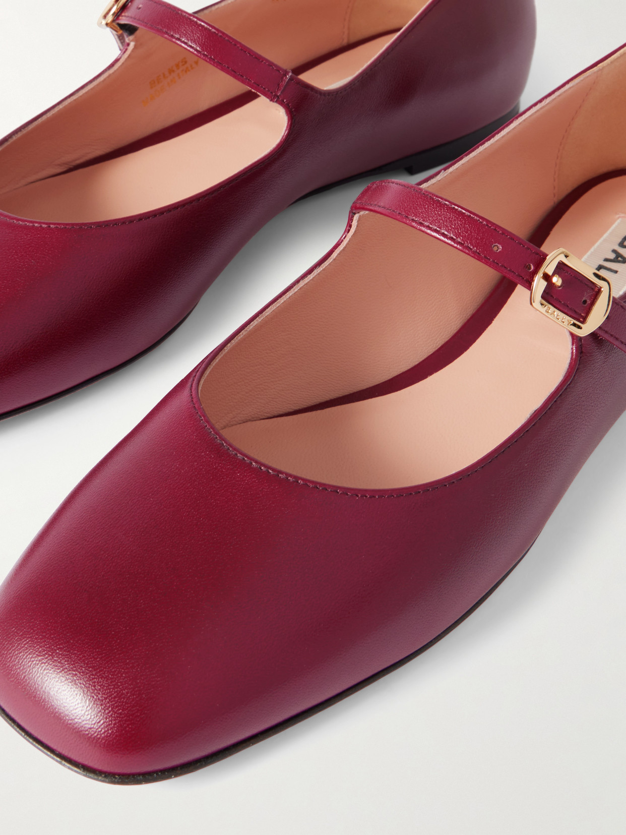 Belkys Leather Mary Jane Ballet Flats - Burgundy
