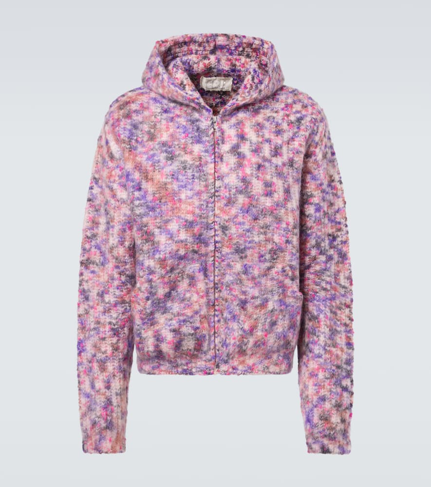 Hooded wool, mohair, and cotton-blend cardigan