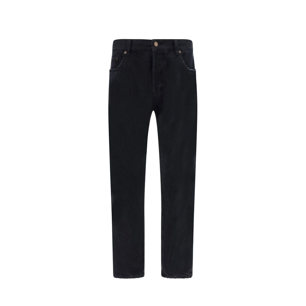 Cotton Straight-Leg Jeans — Black