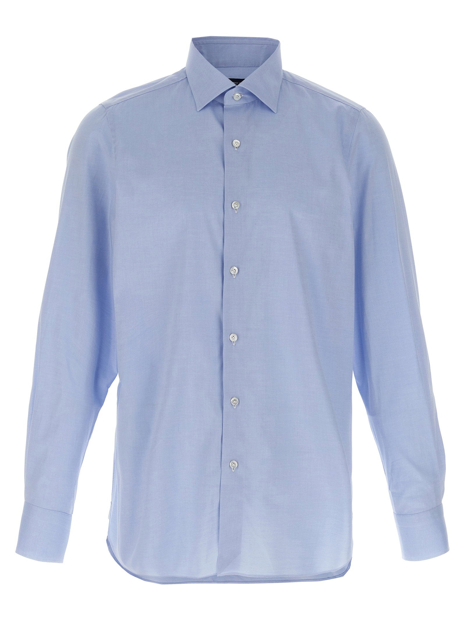 Cotton Button-Up Shirt — Blue