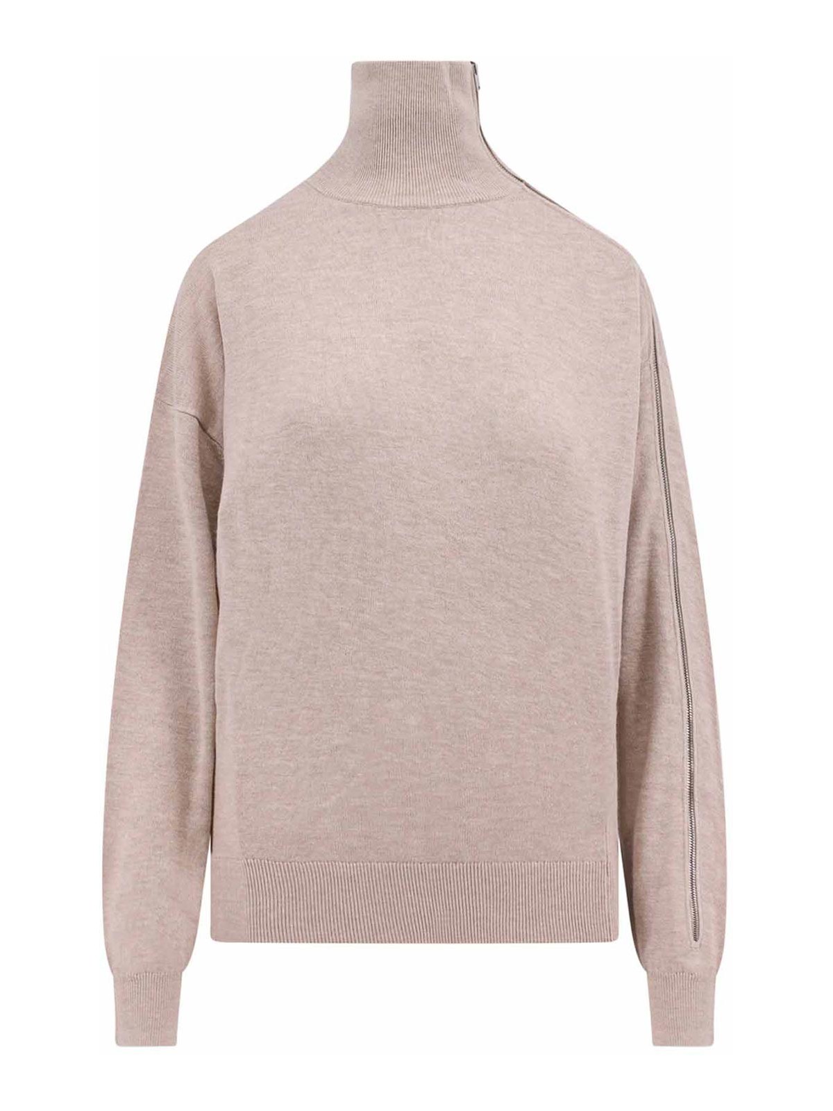 Viscose and wool sweater with zip detail