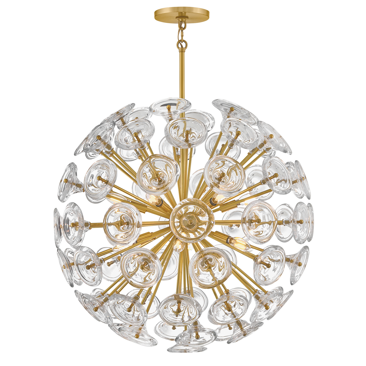 Unlacquered Brass LED Chandelier from the Maya Collection