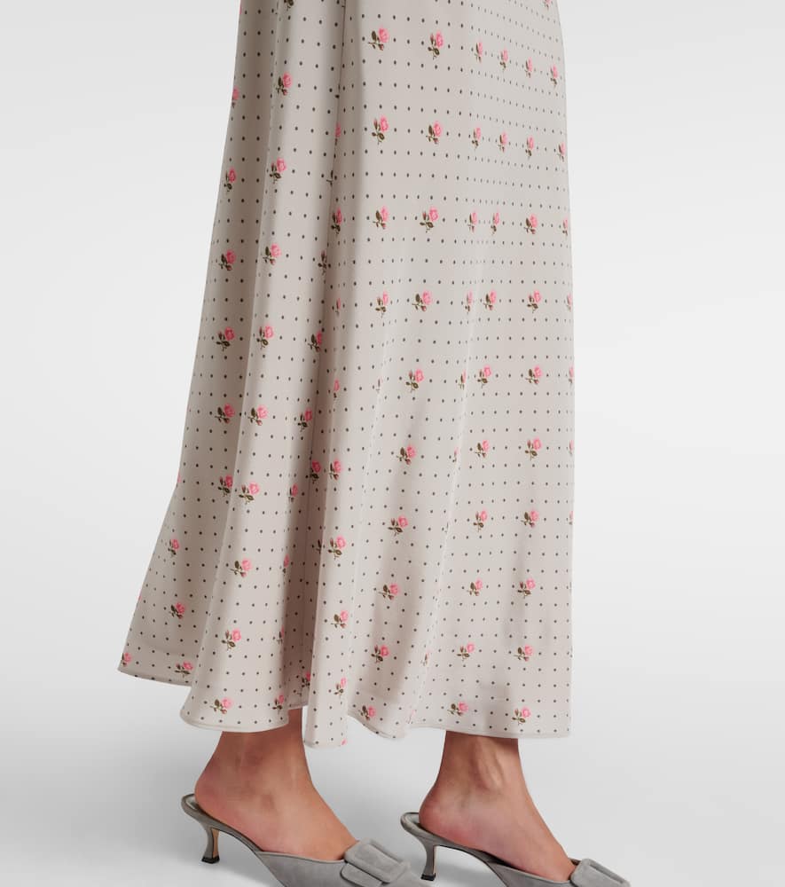 Floral polka-dot silk maxi dress