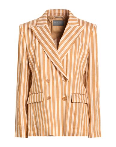 Woman Blazer Camel Size 10 Linen, Viscose
