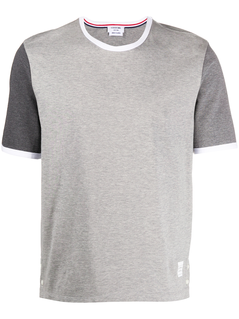 Tonal short-sleeve cotton ringer T-shirt - Grey