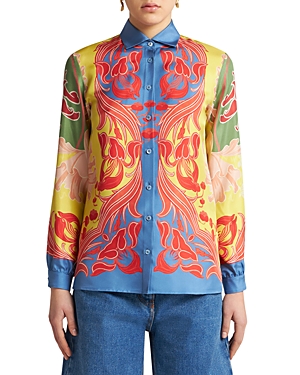Abstract Swirl Silk Shirt