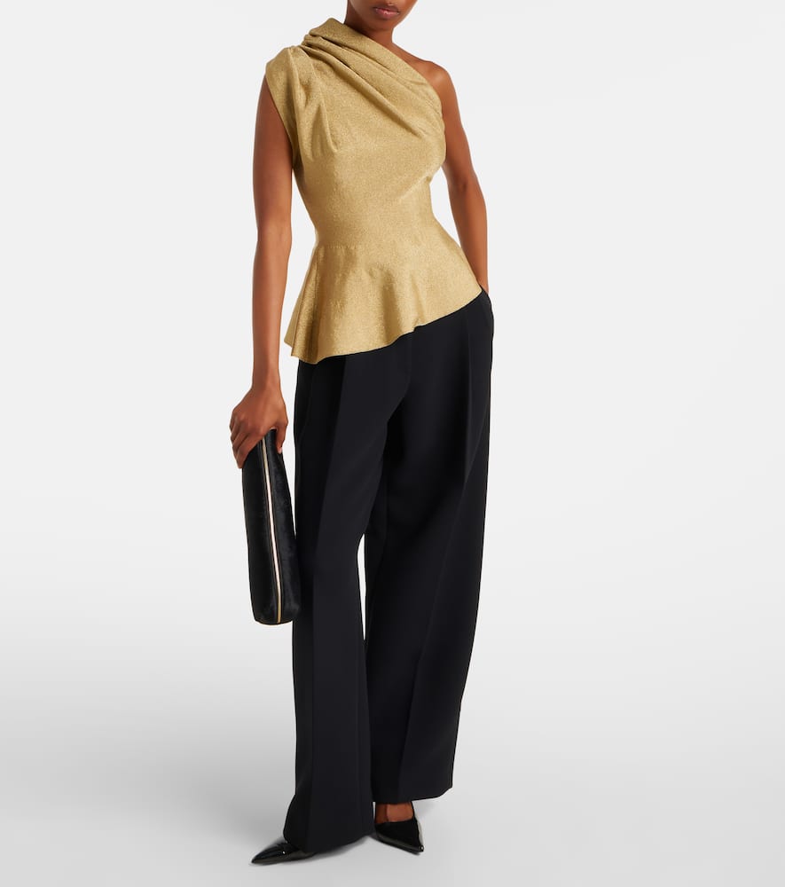 Aimee one-shoulder lamé top