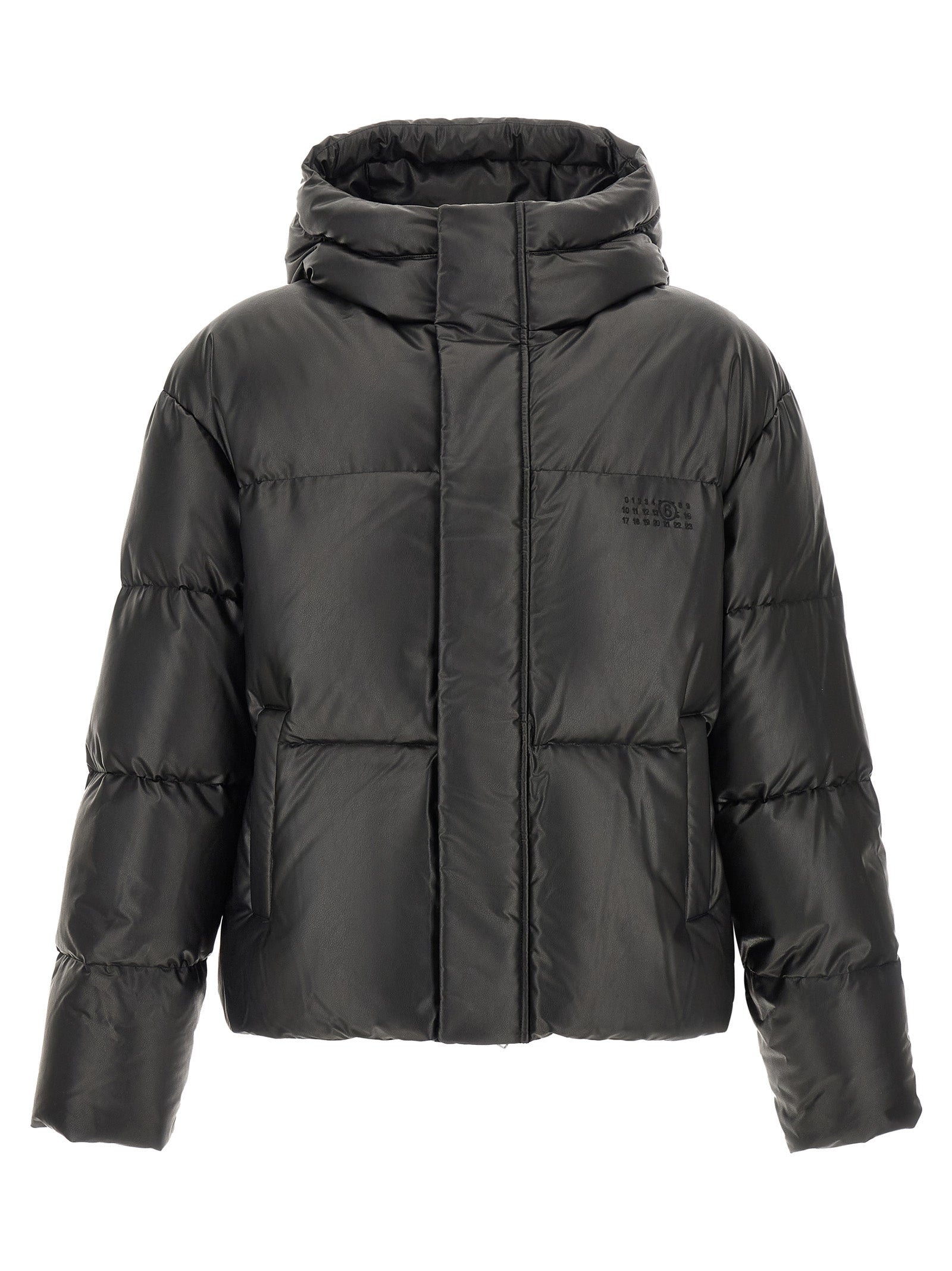 Quilted Lacquered Polyester Down Jacket — Black