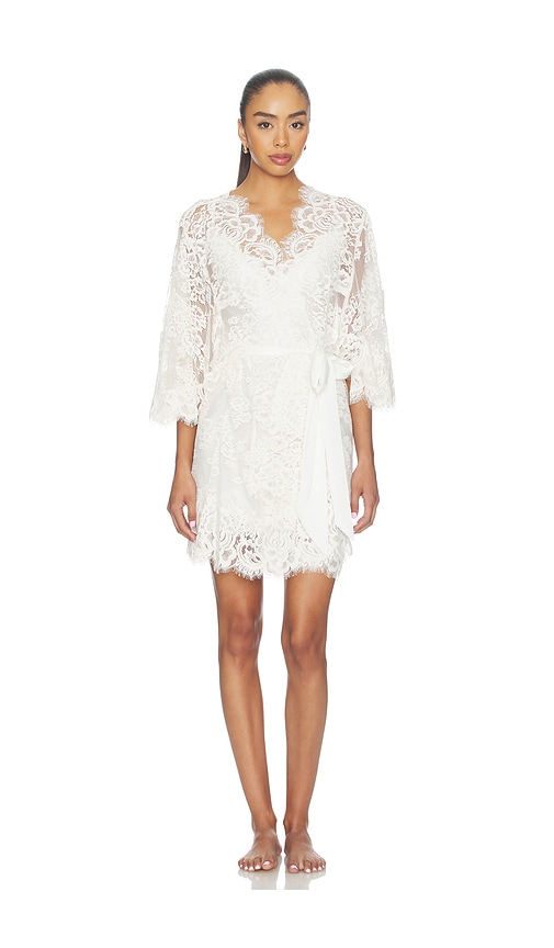 Homebodii Peyton Short Lace Robe in Ivory. - M also in L, S