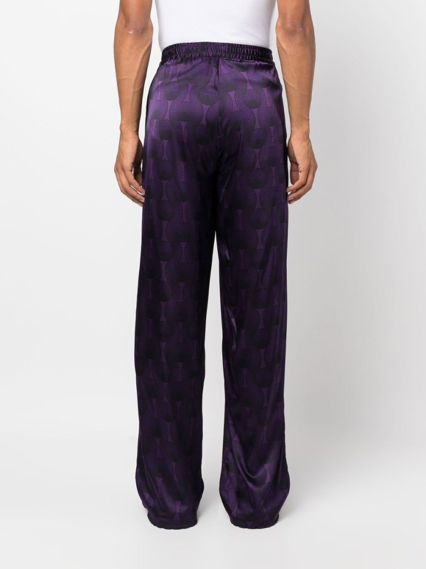 - Elastic Waist Printed Silk Trousers