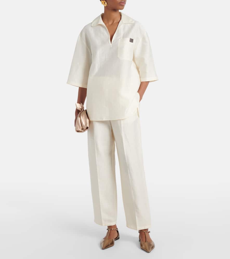 Osiride linen and silk-blend polo shirt