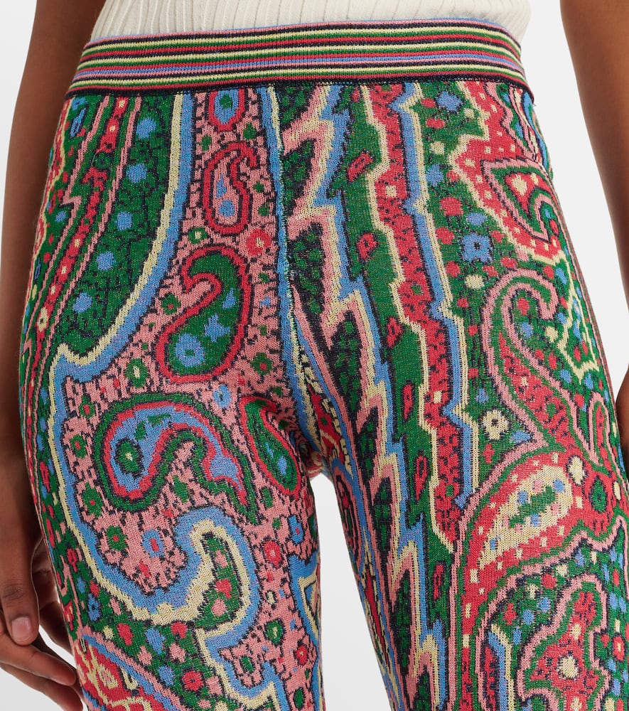 Knitted paisley jacquard flared pants