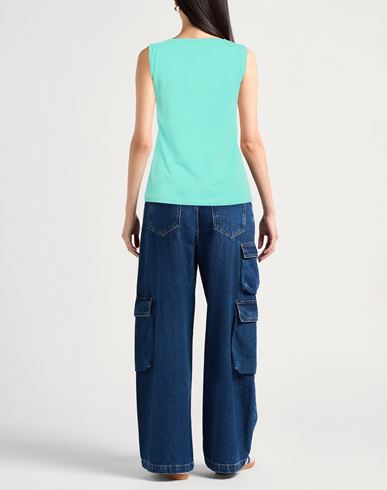 Woman Top Turquoise Size M Cotton, Elastane