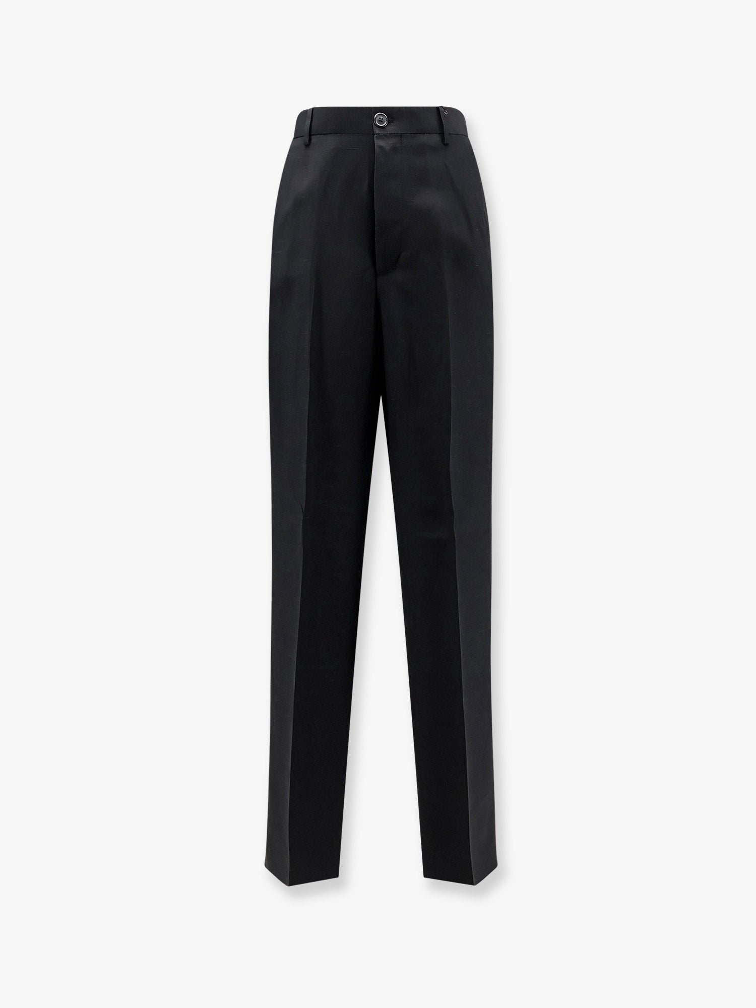 Viscose-Linen Wide-Leg Trousers — Black