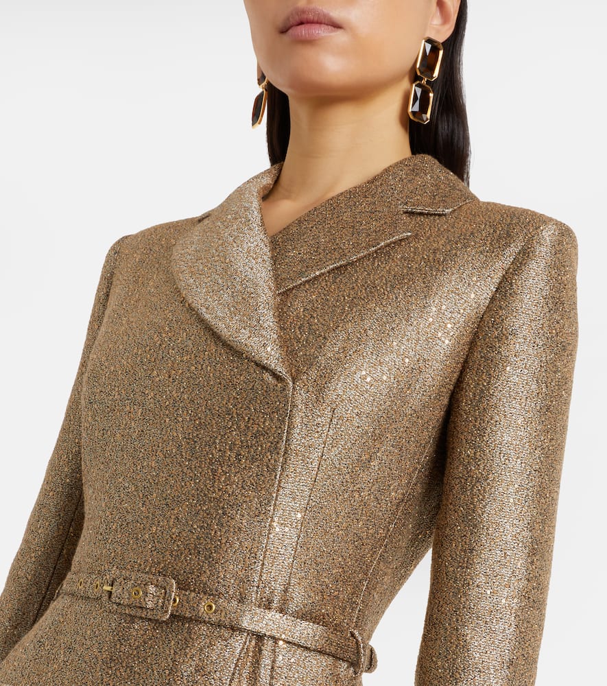 Kalonice belted sequined tweed midi dress