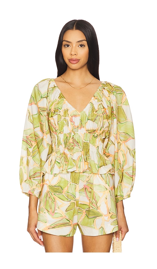 MISA Los Angeles Halia Top in Cream,Green. -  XS also in M, S