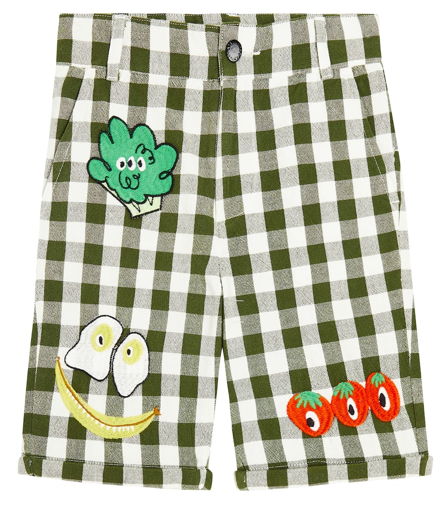 Stella McCartney Kids Appliqué checked cotton shorts