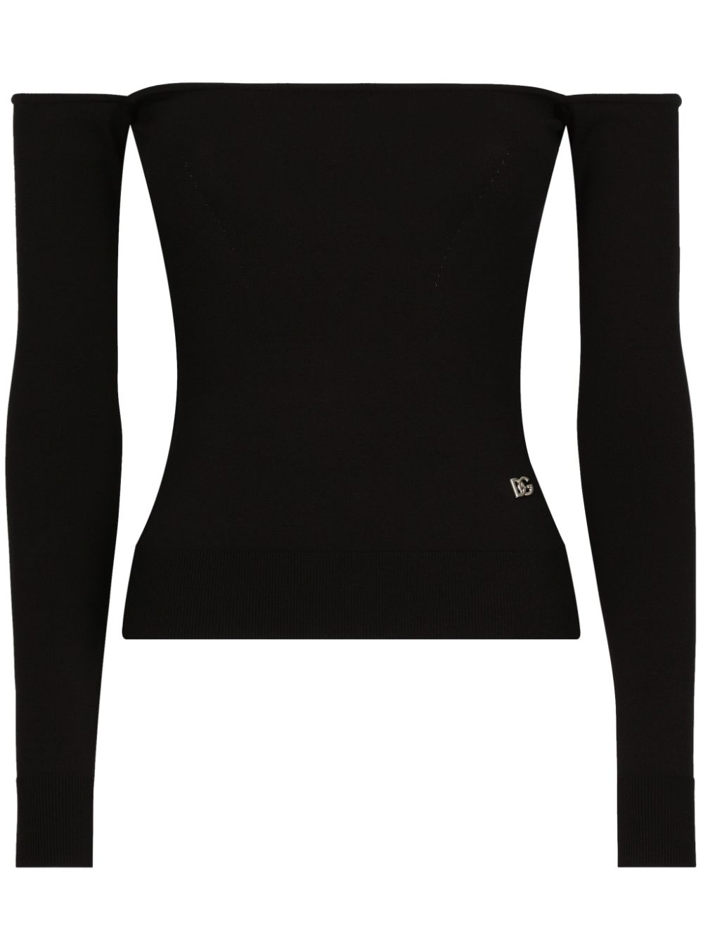 Logo-plaque off-shoulder top - Black