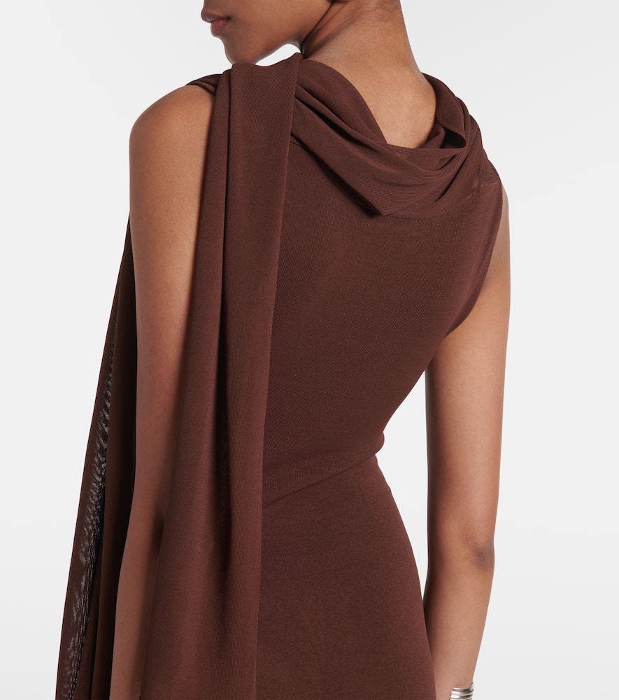 Scarf-detail draped maxi dress
