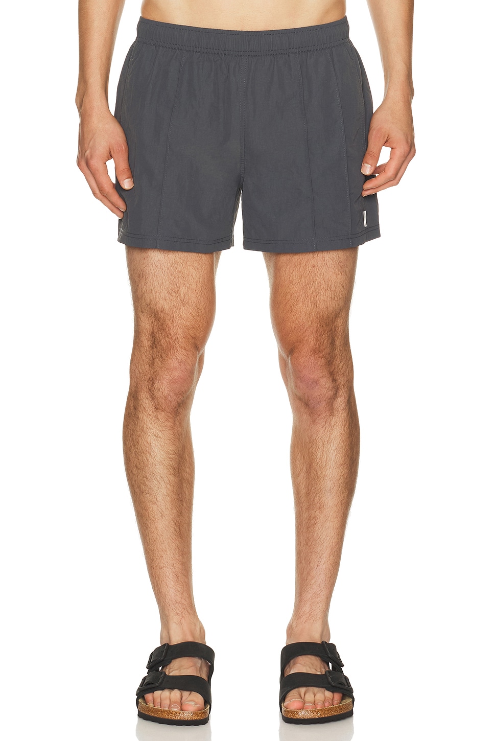 AUTO-REPLY 4 Vertical Pintuck Sebastian Swim Trunk in Vertical Granite - Grey. S also in M, L, XL/1X