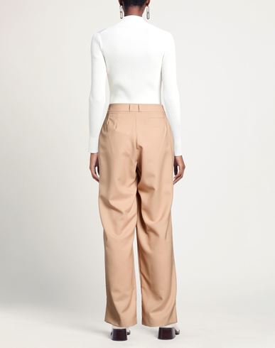 Woman Pants Beige Size M Polyester, Virgin Wool