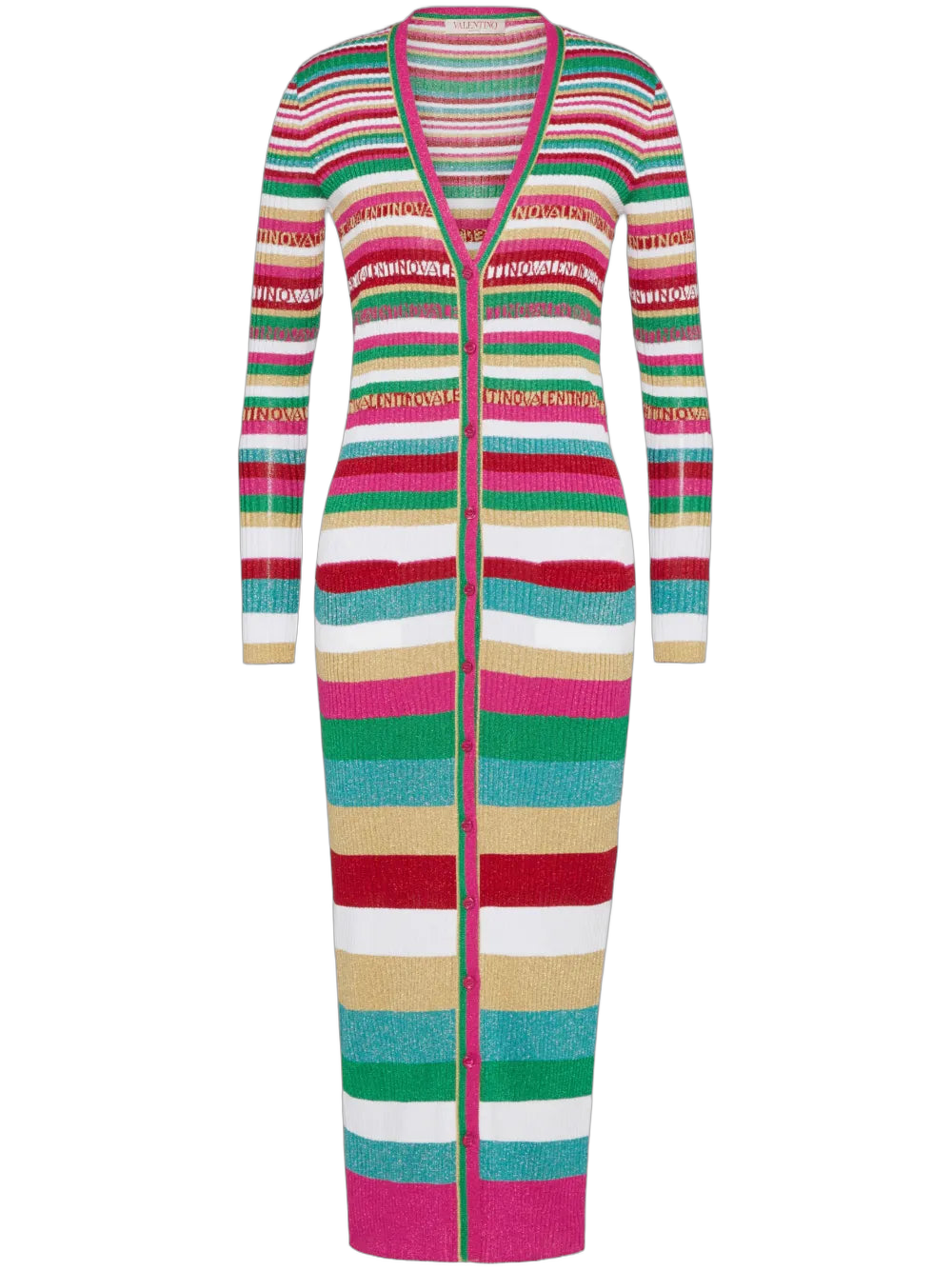 Striped Lurex Cardigan — Pink