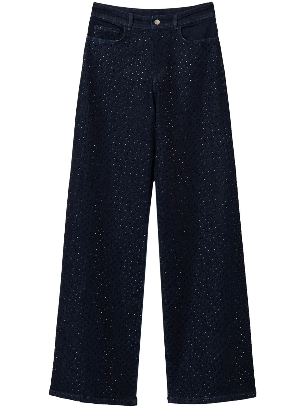 Rhinestone-embellished wide-leg jeans - Blue