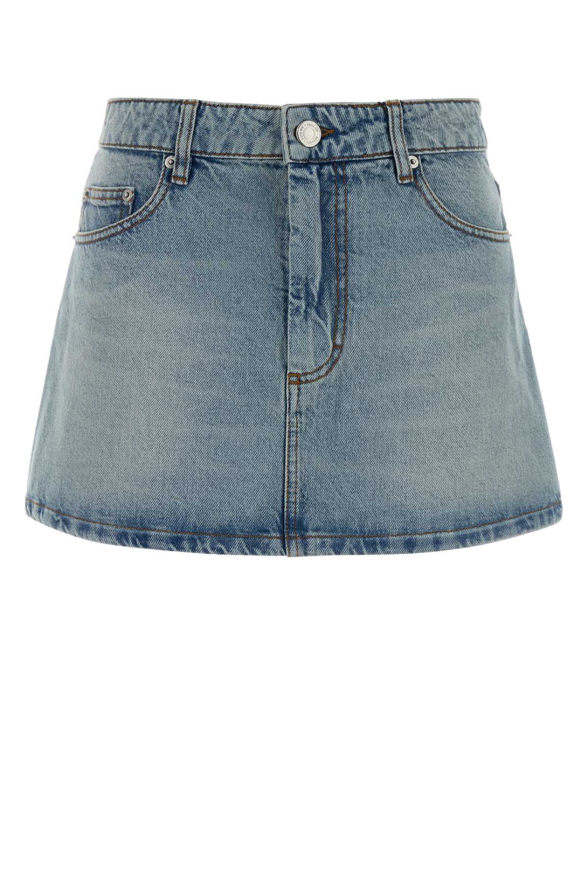 Cotton Denim Skirt — Blue