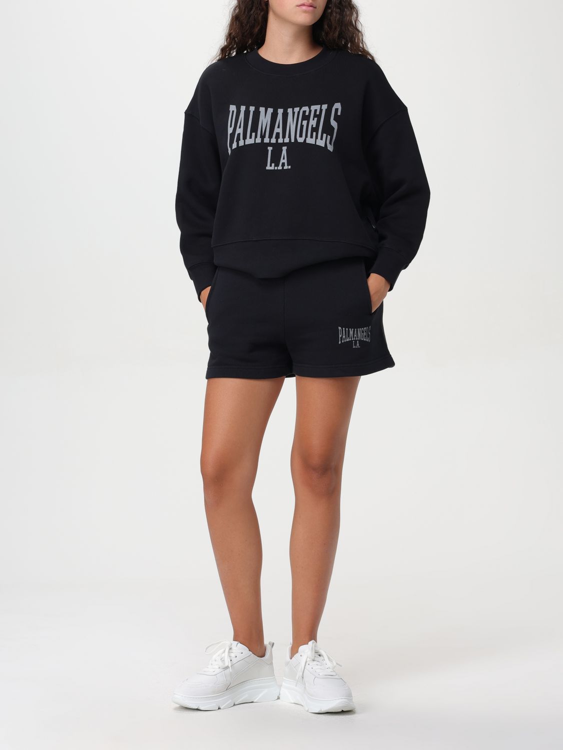Logo-print cotton track shorts - Black