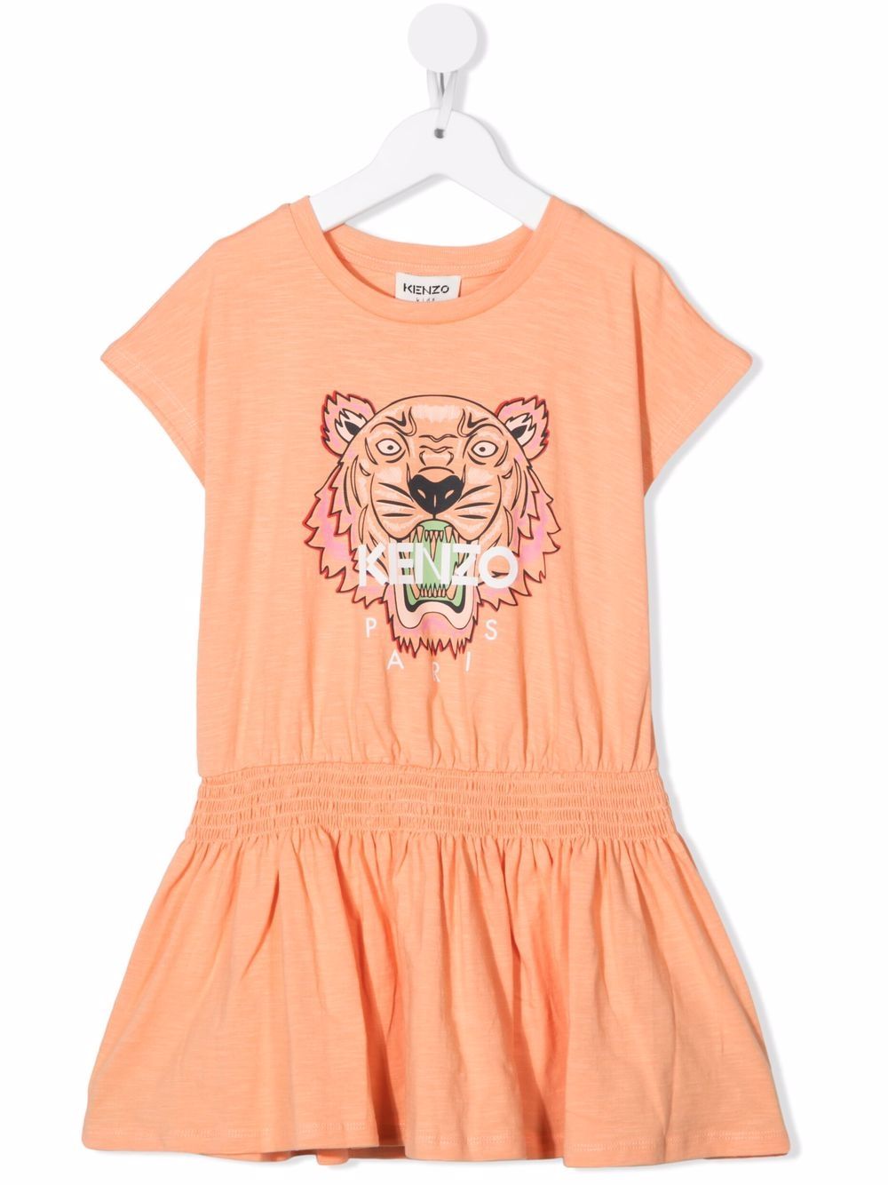 Tiger Head-motif organic-cotton dress - Orange