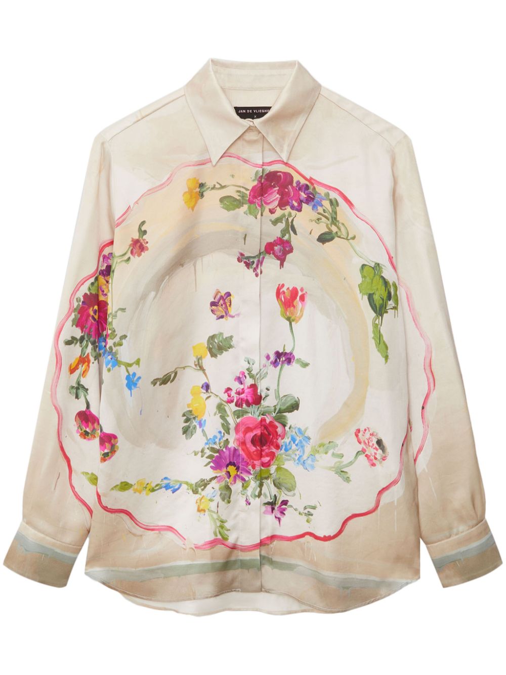 Floral-print long-sleeve shirt - Neutrals