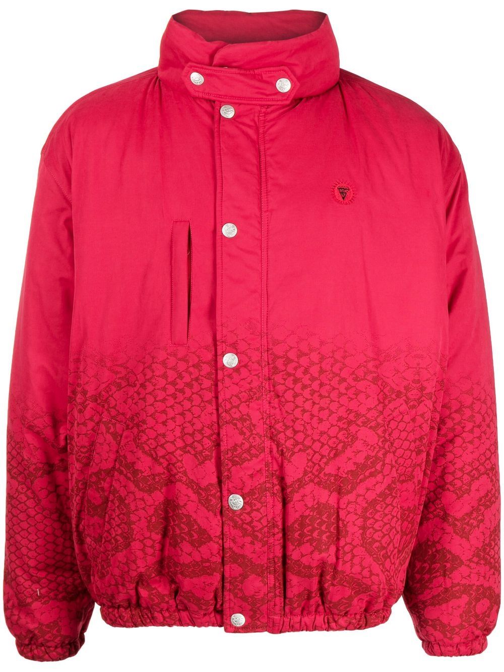 Snakeskin-print padded jacket - Pink