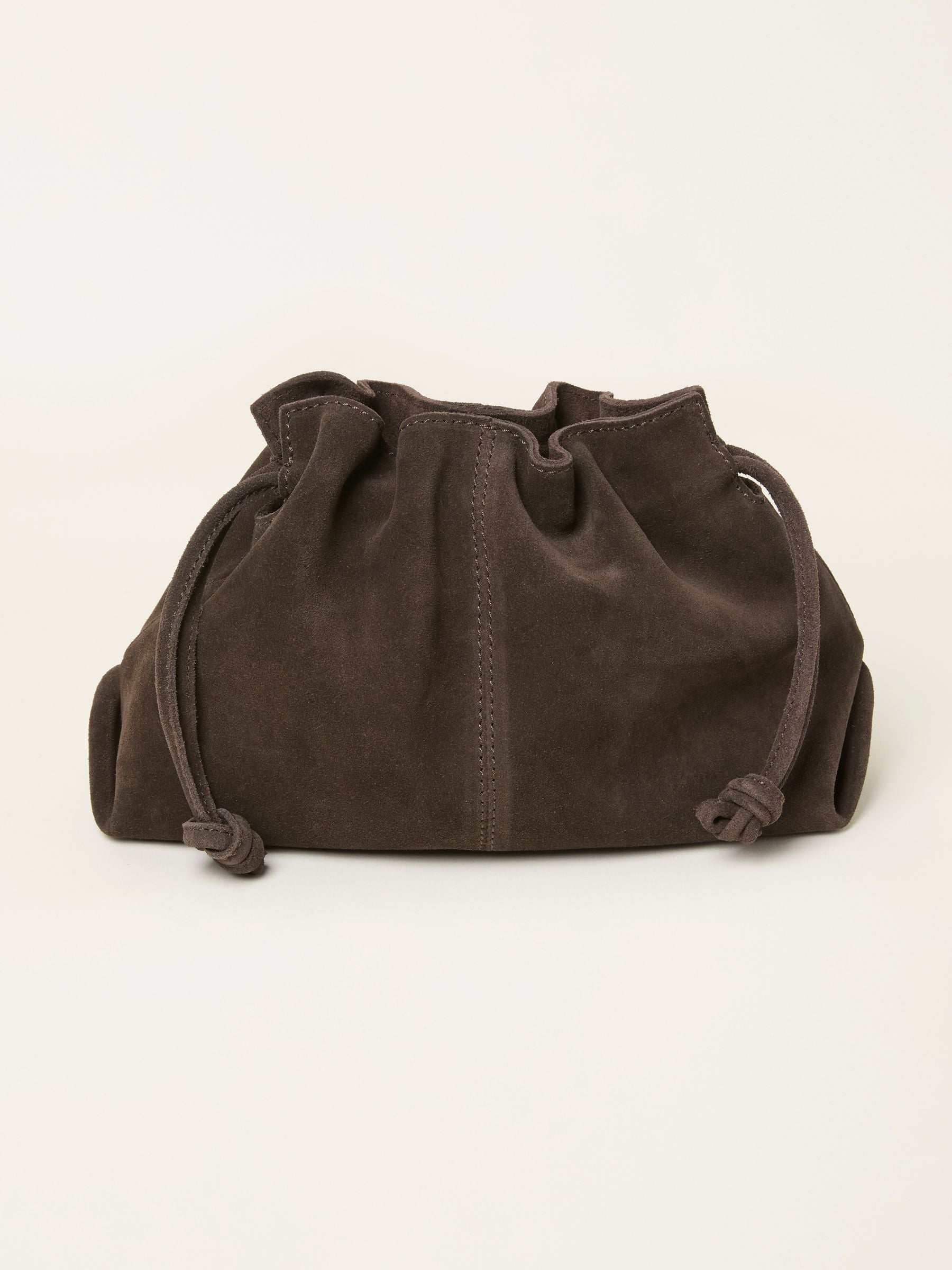 FatFace Chocolate Brown Suede Ruched Crossbody Bag
