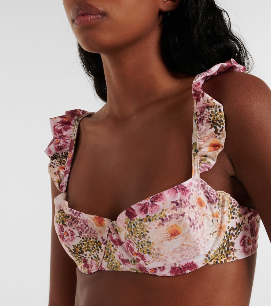 Kiwi ruffled floral bikini top