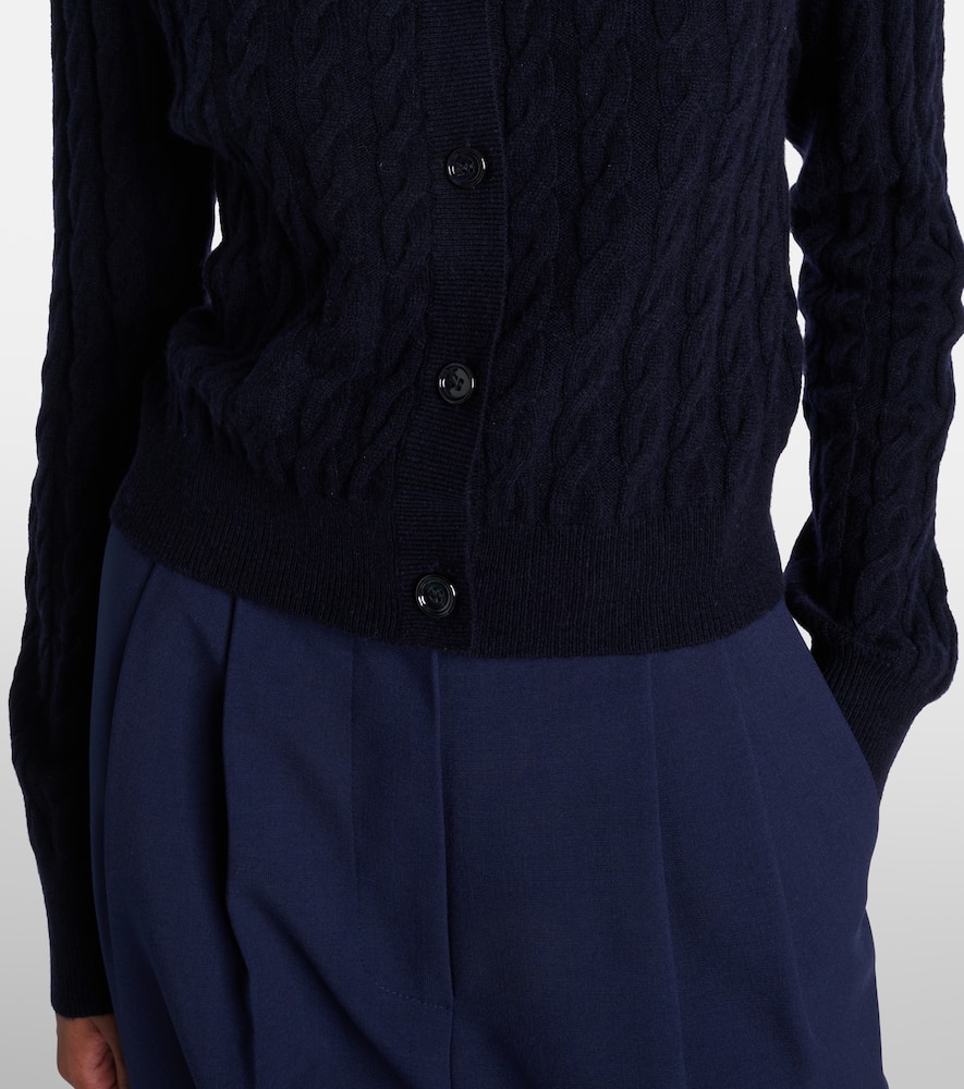 Cable-knit wool and cashmere cardigan