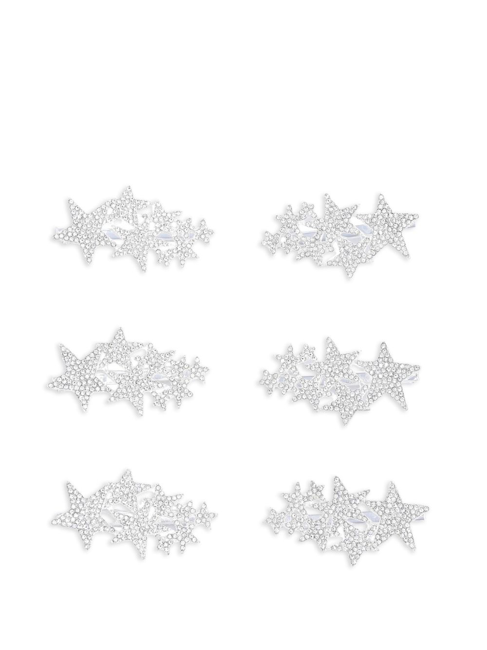 Star-shaped crystal hair clips (pack of six) - Silver