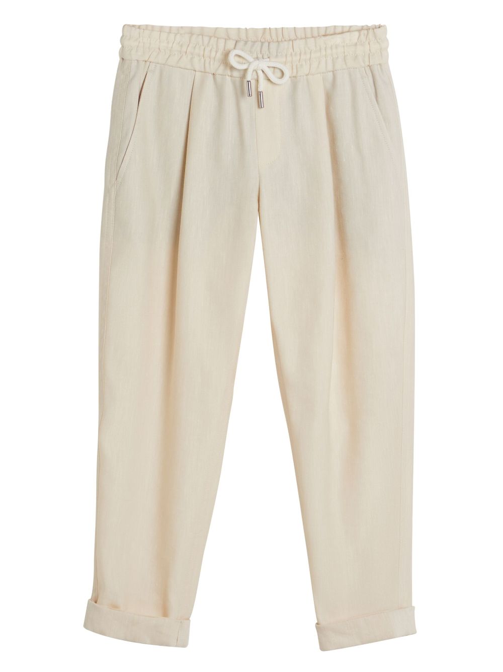 Elasticated-waist tapered trousers - Neutrals