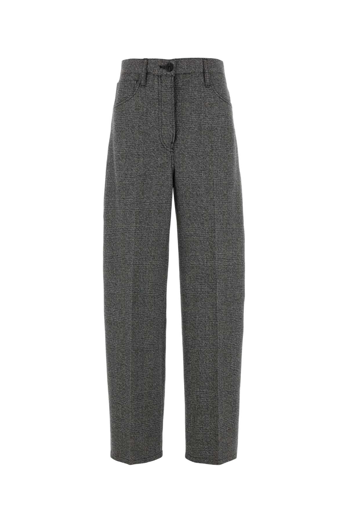 Embroidered Glencheck Trousers — Gray