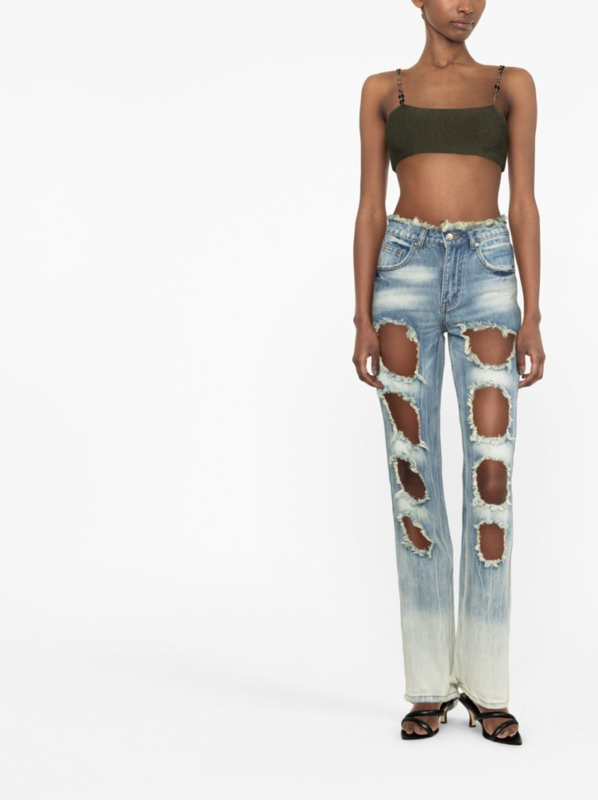 - Cut-out Detail Denim Jeans