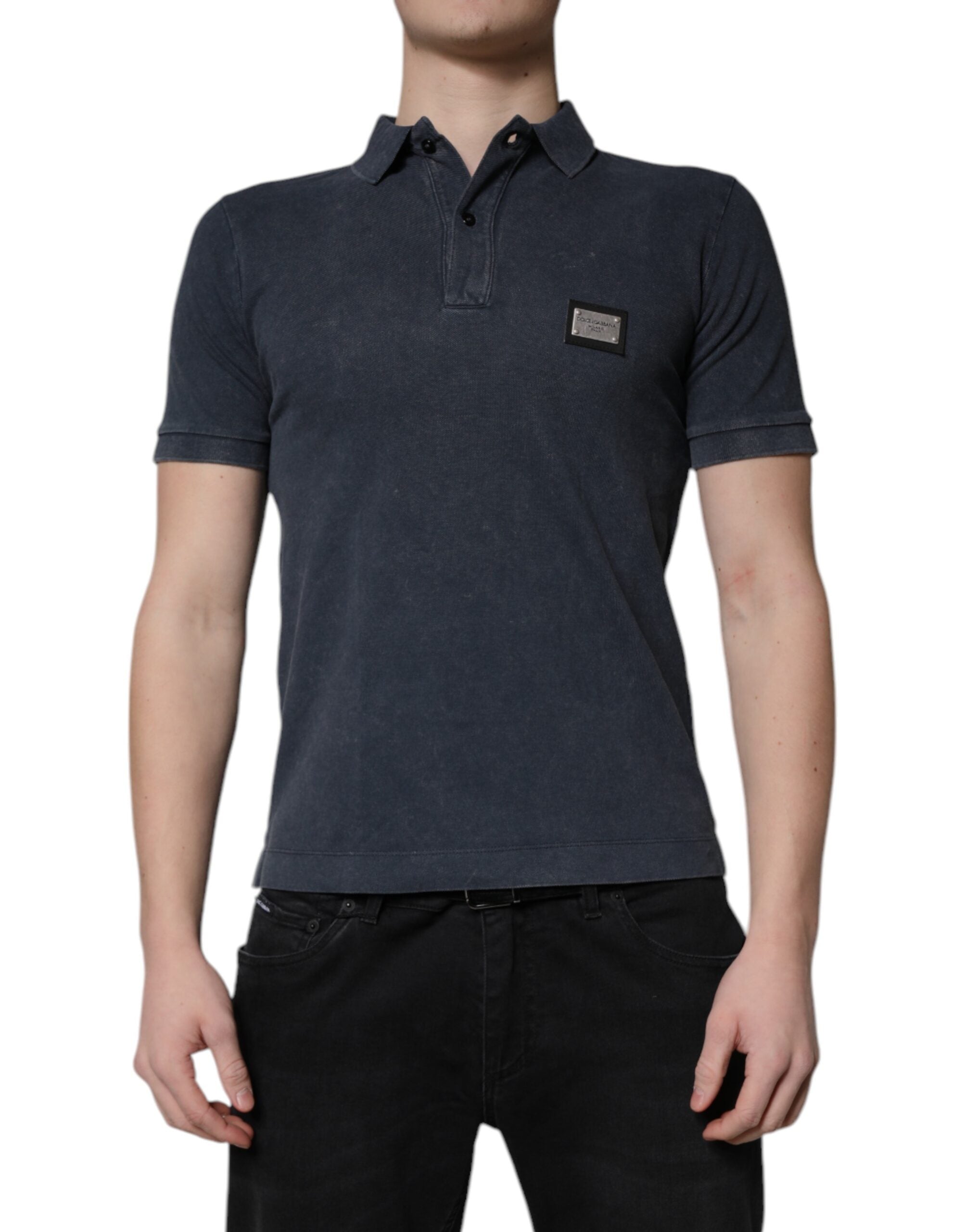 Logo-Plaque Cotton Polo Shirt — Navy