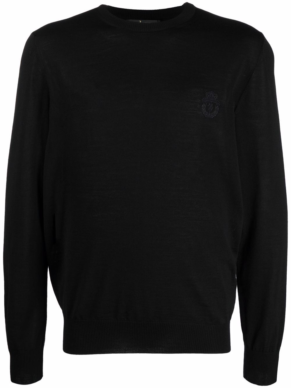 Logo embossed crew neck jumper - Black