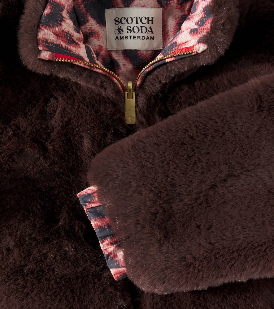Scotch & Soda Kids Reversible faux shearling bomber jacket