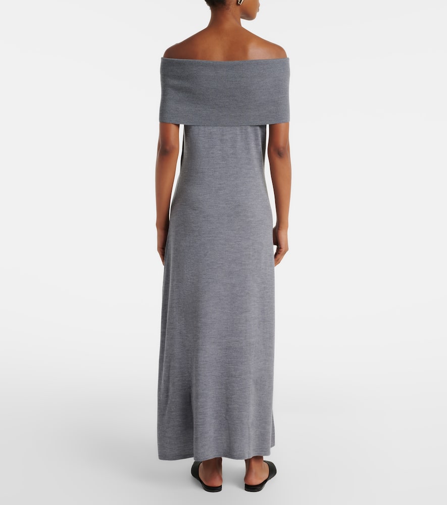Off-shoulder virgin wool maxi dress