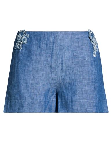 Woman Shorts & Bermuda Shorts Blue Size M Cotton