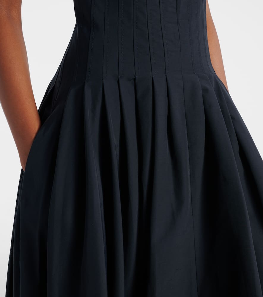 Nina pleated cotton-blend midi dress